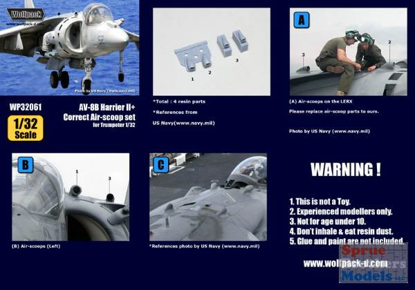 WPD32061 1:32 Wolfpack AV-8B Harrier II+ Correct Airscoop (TRP kit) - Afbeelding 3 van 3
