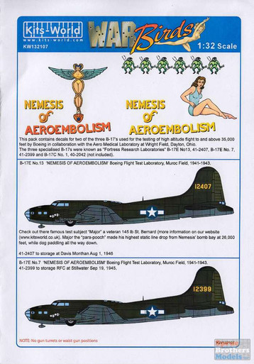 KSW132107 1:32 Kits-World Decals - B-17E Flying Fortress 