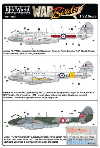 KSW172102 1:72 Kits-World Decals Meteor F4 RAF RDNAS - Sprue