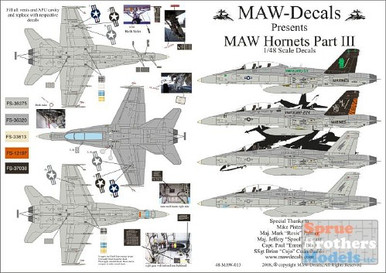 MAW48014 1:48 MAW Decals - MAW F-18D Hornets Pt III #48014 - Sprue Brothers  Models LLC