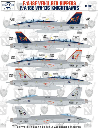 SBD48002 1:48 SB Decals F-18F F-18E Super Hornet VFA-11 Red