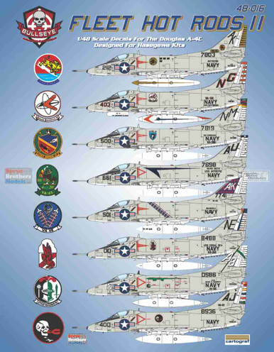 Aviationtags 4枚セット BMA48016 1:48 Bullseye Model Aviation Decals - A-4C Skyhawk 'Fleet