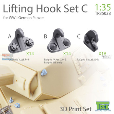 TRXTR35028 1:35 TRex - Lifting Hook Set C for WW2 German Panzer