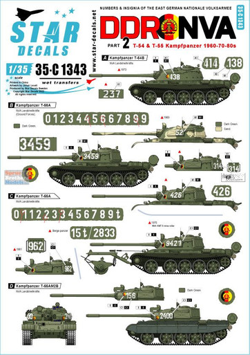 SRD35C1343 1:35 Star Decals - DDR - NVA #2 T-54 & T-55 Kampfpanzer