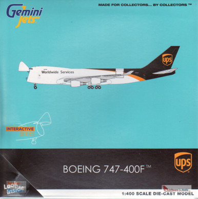 GEMGJ2081 1:400 Gemini Jets UPS B747-400F Reg #N580UP Interactive Series  (pre-painted/pre-built)