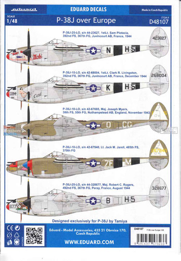 EDUD48107 1:48 Eduard Decals - P-38J Lightning Over Europe [TAM