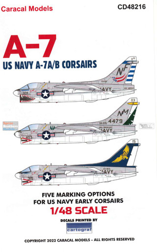 CARCD48216 1:48 Caracal Models Decals - US Navy A-7A A-7B Corsair
