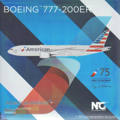 NGM72015 1:400 NG Model American Airlines B777-200ER Reg #N751AN 'Al  Blackman 75 Years of Service' (pre-painted/pre-built)