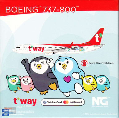 NGM58201 1:400 NG Model T'Way Air B737-800 Reg #HL8086 'Mastercard