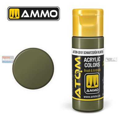 AMMAT20101 AMMO by Mig ATOM Acrylic Paint - Schwartzgrün RLM70