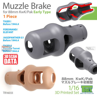 TRXTR16033 1:16 TRex Muzzle Brake for 88mm KwK/Pak Early Type