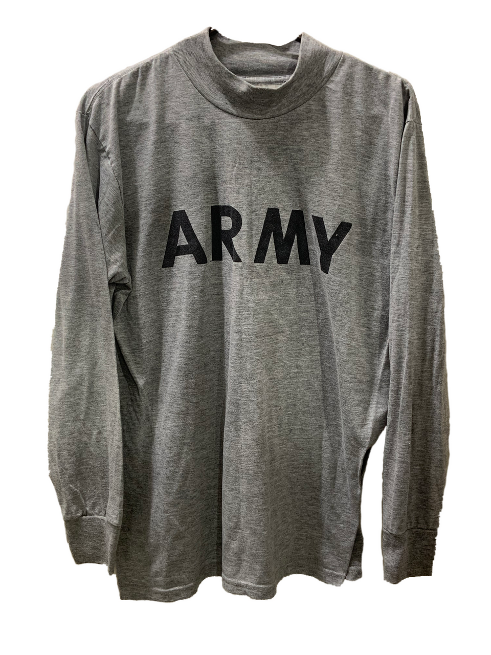 Original Military Grey Army PT Shirt Long Sleeve Physical Training Tee Old School Made in USA - SGT