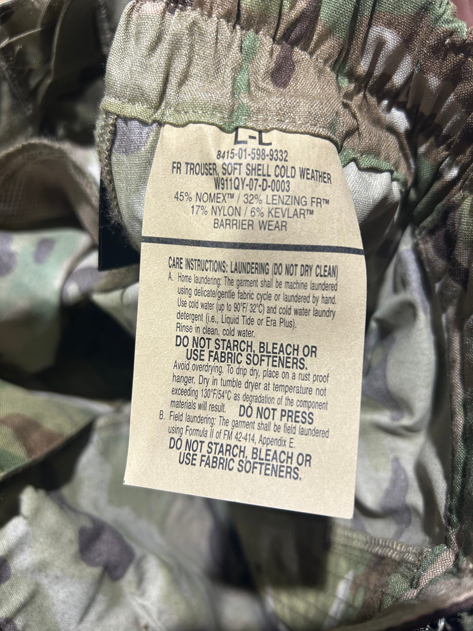 Military OCP Multicam Soft Shell Cold Weather Pants (Fire