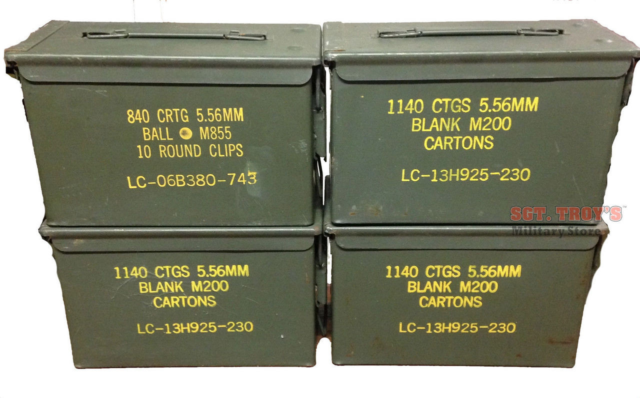 4-Pack .50 Cal Ammo Cans – Military Surplus Grade 2 (Made In USA)