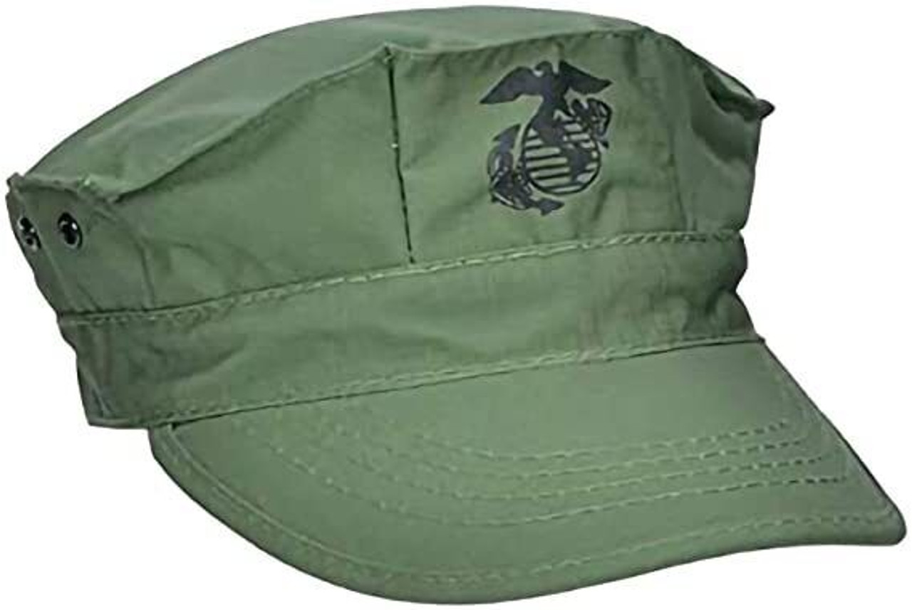 USGI 8-Point OD Green Marine Cover Cap W/ STITCH 50/50 Nylon Cotton MADE IN  USA EGA New