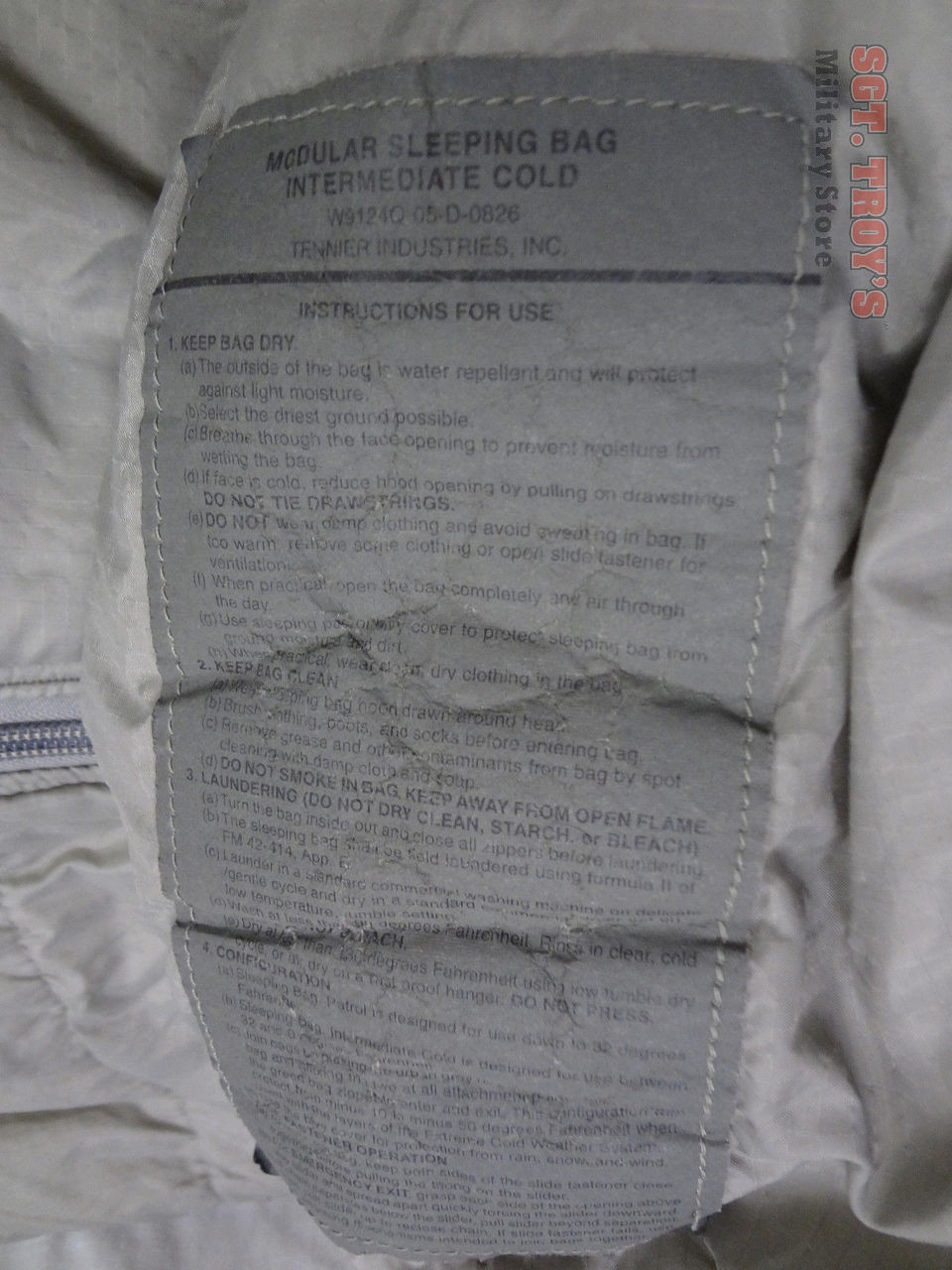 MSS INTERMEDIATE COLD FOLIAGE/GREY SLEEPING BAG U.S. MILITARY