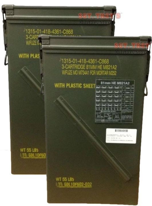 ミリタリー U.S. 1-1/2 Ton Personnel Carrier 2 PACK 81mm Ammo Can | SGT TROYS