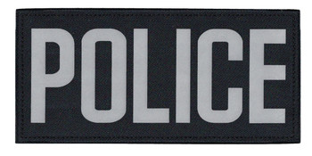 Police Chest Patch, Reflective, Silver/Midnight, (5-1/2 x 2-5/8")