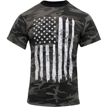 Camo U.S. Flag T-Shirt (Black Camo)