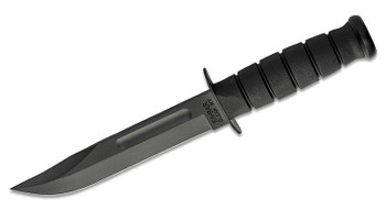 KA-BAR 1211 Full Size Fighting Knife 7" Black Plain Blade, Kraton G Handle, Leather Sheath