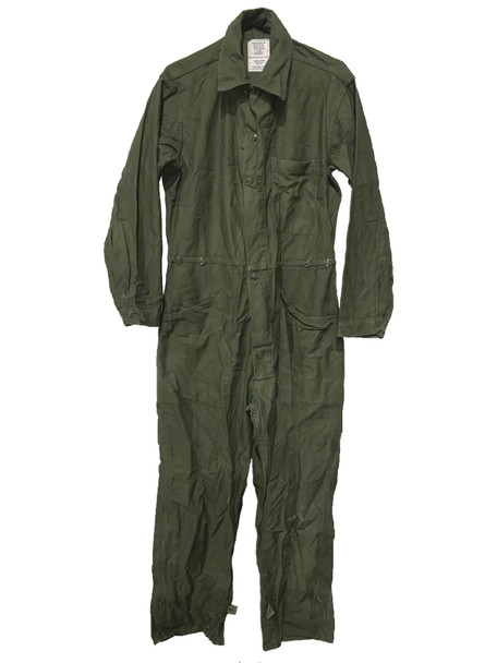 Military Sateen Coveralls Cotton Type 1 OD Green Vintage Distressed