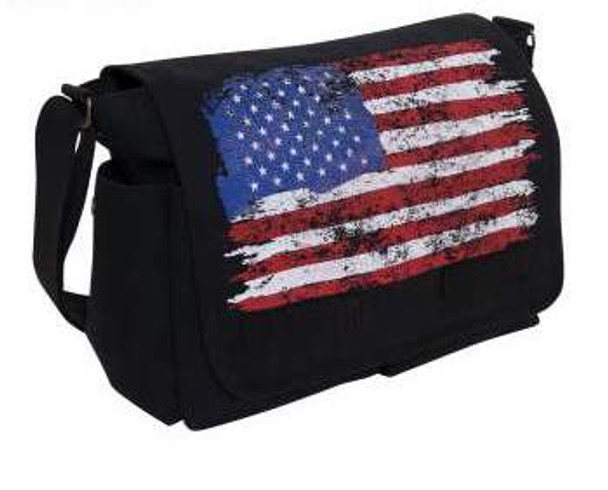 Distressed U.S. Flag Canvas Messenger Bag