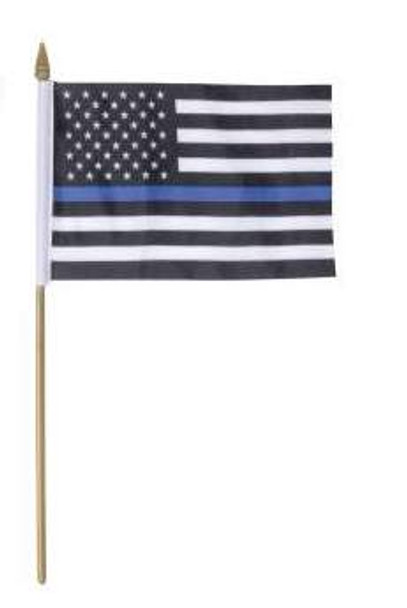 Thin Blue Line Stick Flag (4” X 6”)