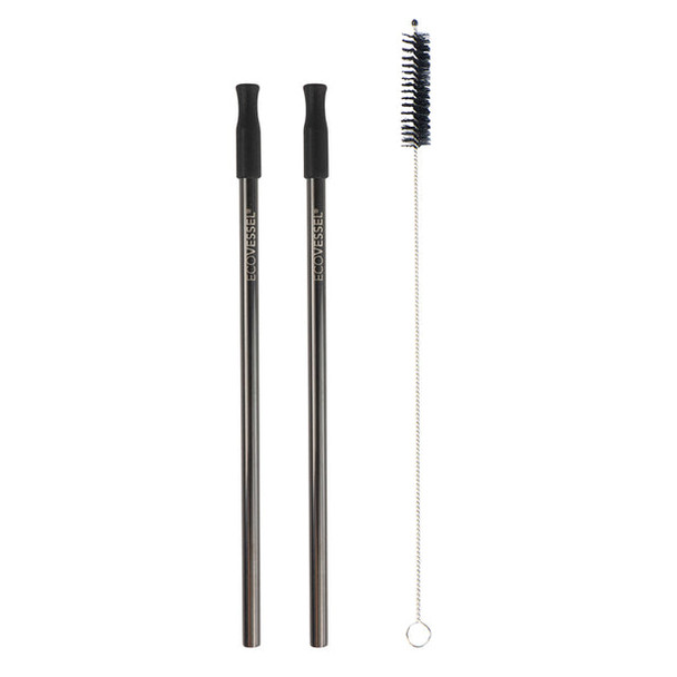 EcoVessel 2-pack Stainless Steel Straws (Black)