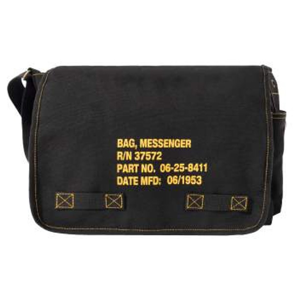 Canvas Classic Messenger Bag with Military Stencil