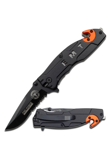 Tac-Force EMT Black/Orange Folding Knife (Glass Breaker/Seat Belt Cutter)