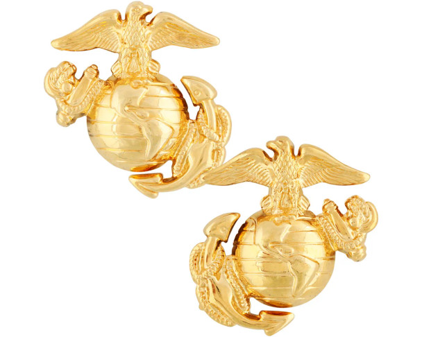 Marine Corp USMC EGA Collar Device Enlisted Gold Pair