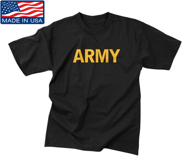 Black APFU Army PT Shirt Physical Training Tee Current Issue Made in USA