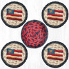 Primitive Star Flag Coasters in a Basket Set CNB-015