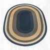 8'x11' Light & Dark Blue/Mustard Oval Rug C-079