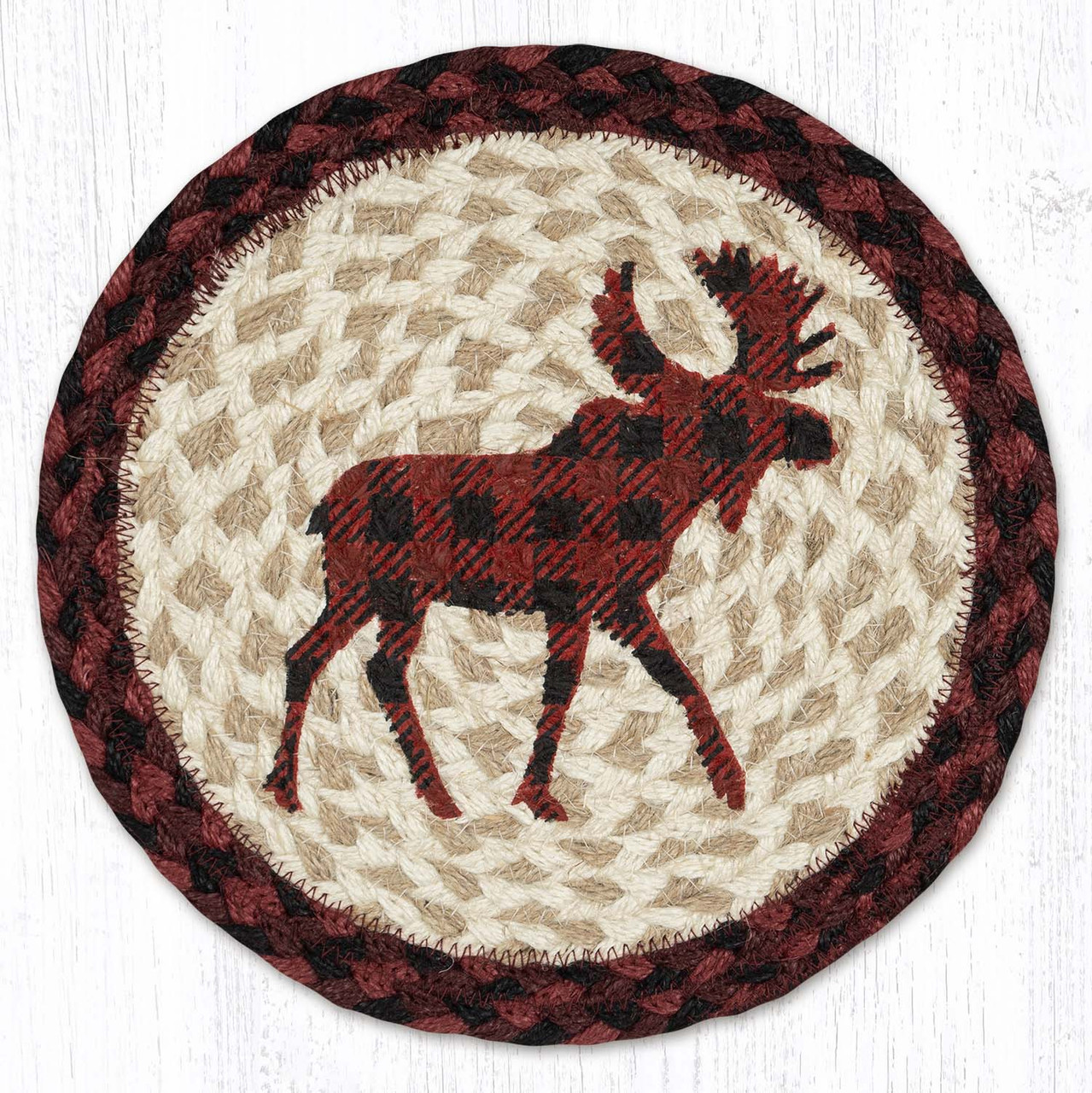 10" Red Plaid Moose Trivet MSPR-864