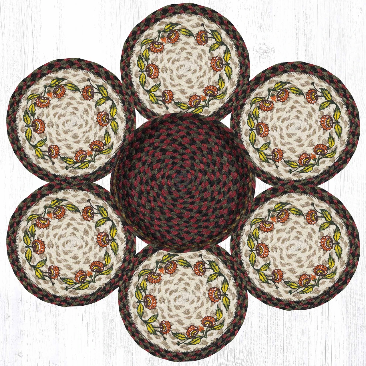 10" Holiday Floral Trivets in a Basket Set TNB-081