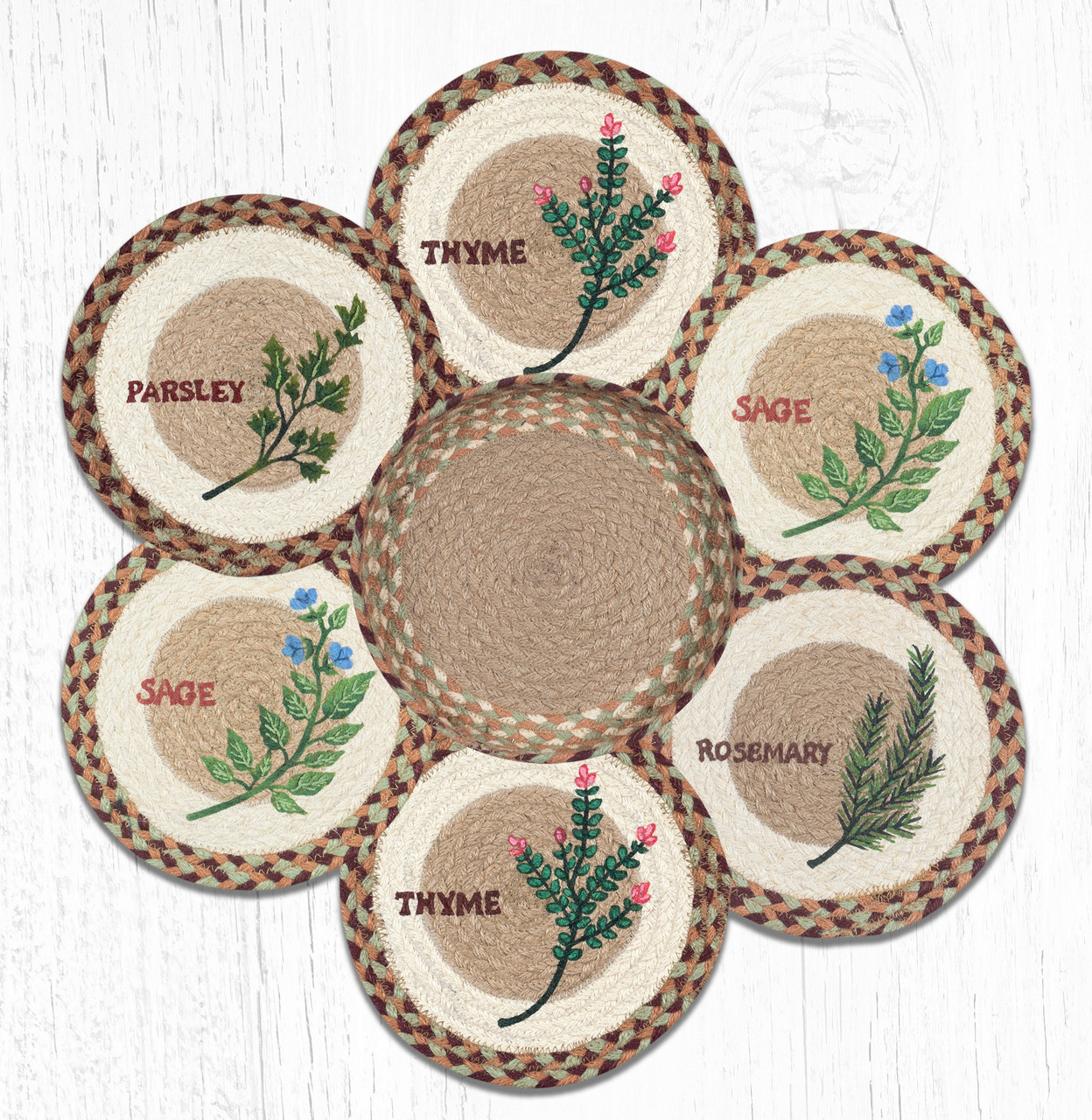 10" Herb Set Trivets in a Basket Set TNB-413