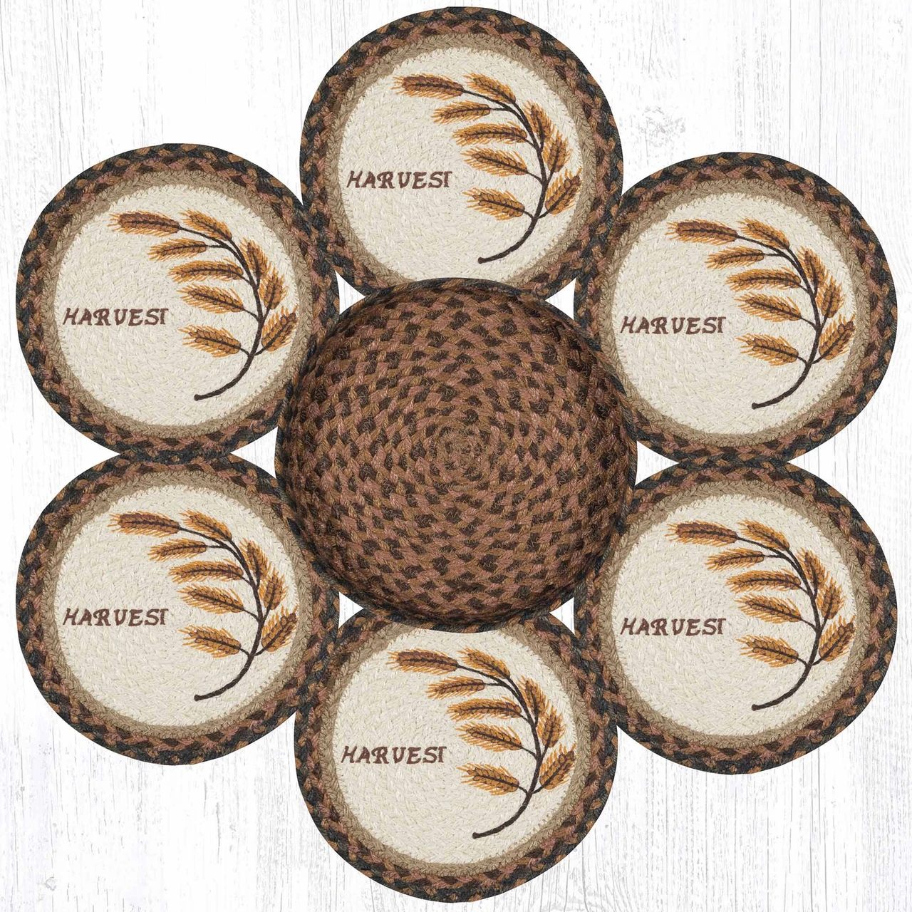 10" Golden Wheat Trivets in a Basket Set TNB-802