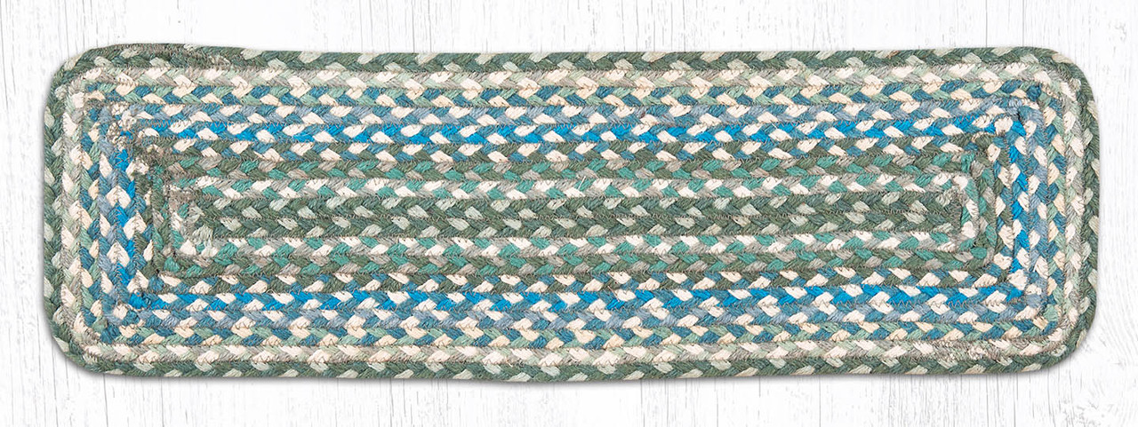 8.25"x27" Sage/Ivory/Settlers Blue Stair Tread C-419