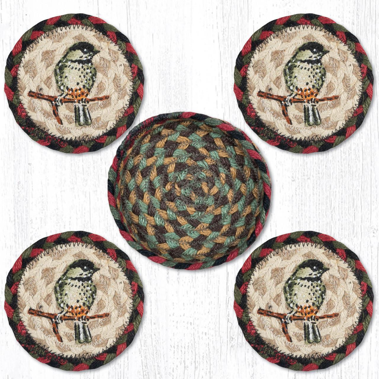 Chickadee Coasters in a Basket Set CNB-081