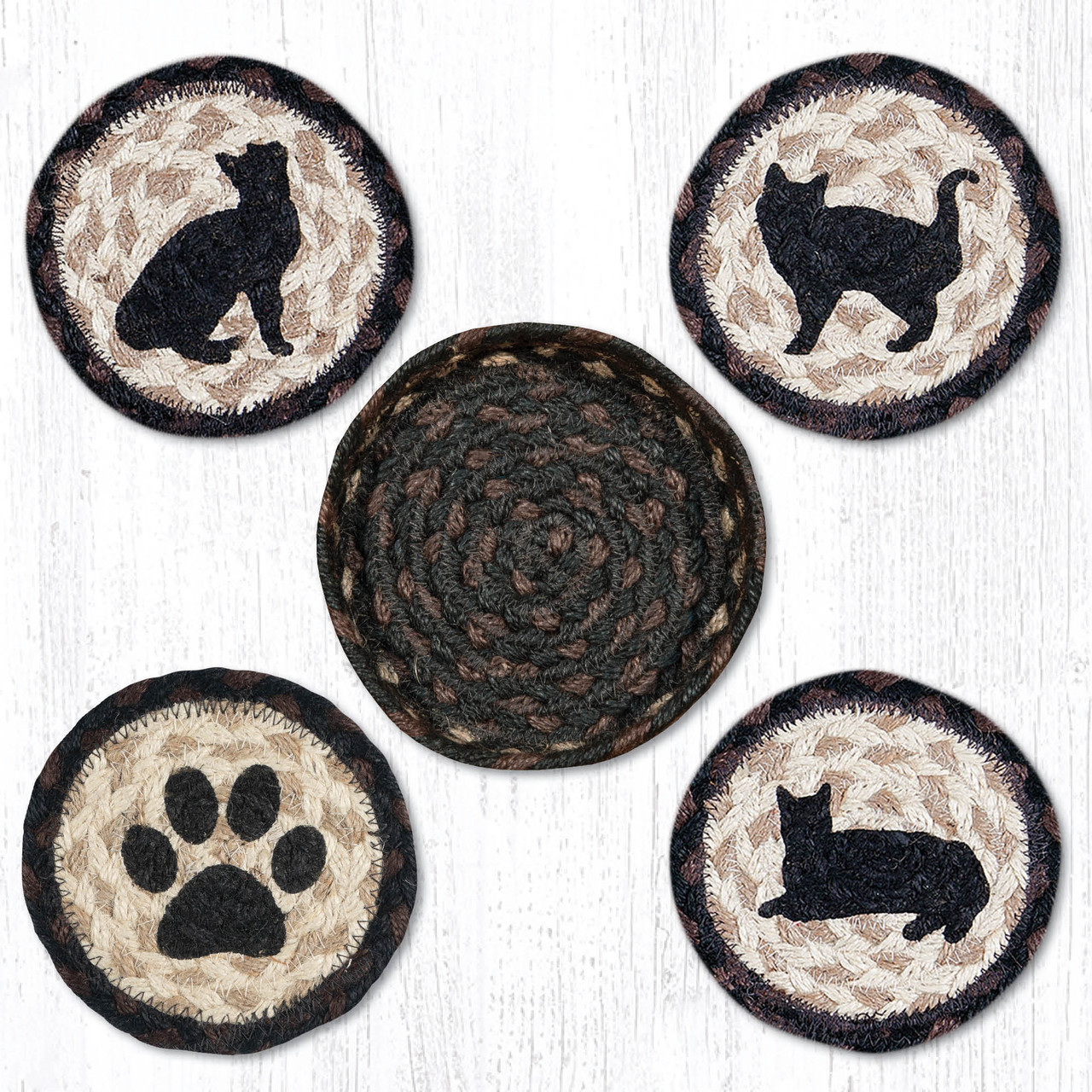 Porch Cat Coasters in a Basket Set CNB-313