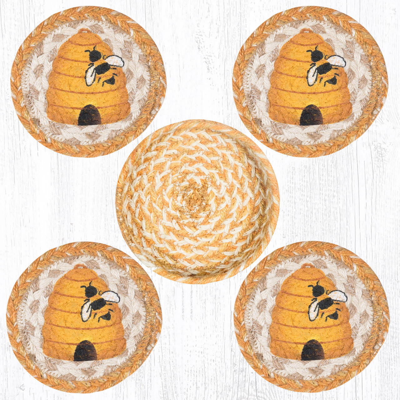 Beehive Coasters in a Basket Set CNB-9-101