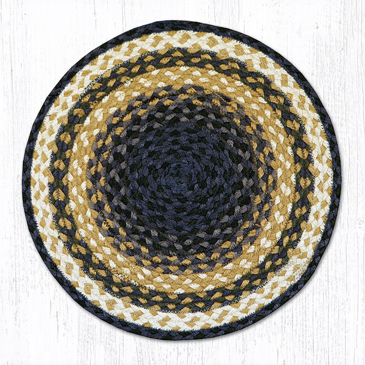15.5" Light & Dark Blue/Mustard Chair Pad CH-079