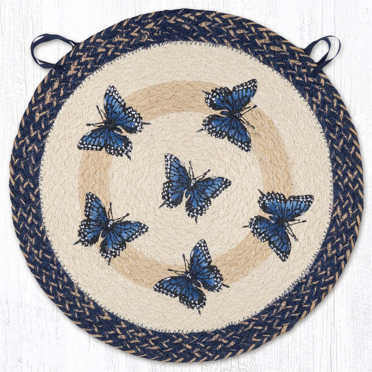 15.5" Blue Swallowtail Chair Pad CH-9-921