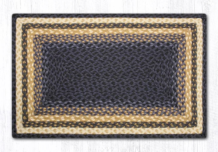 Light & Dark Blue/Mustard Oblong Rug RC-079