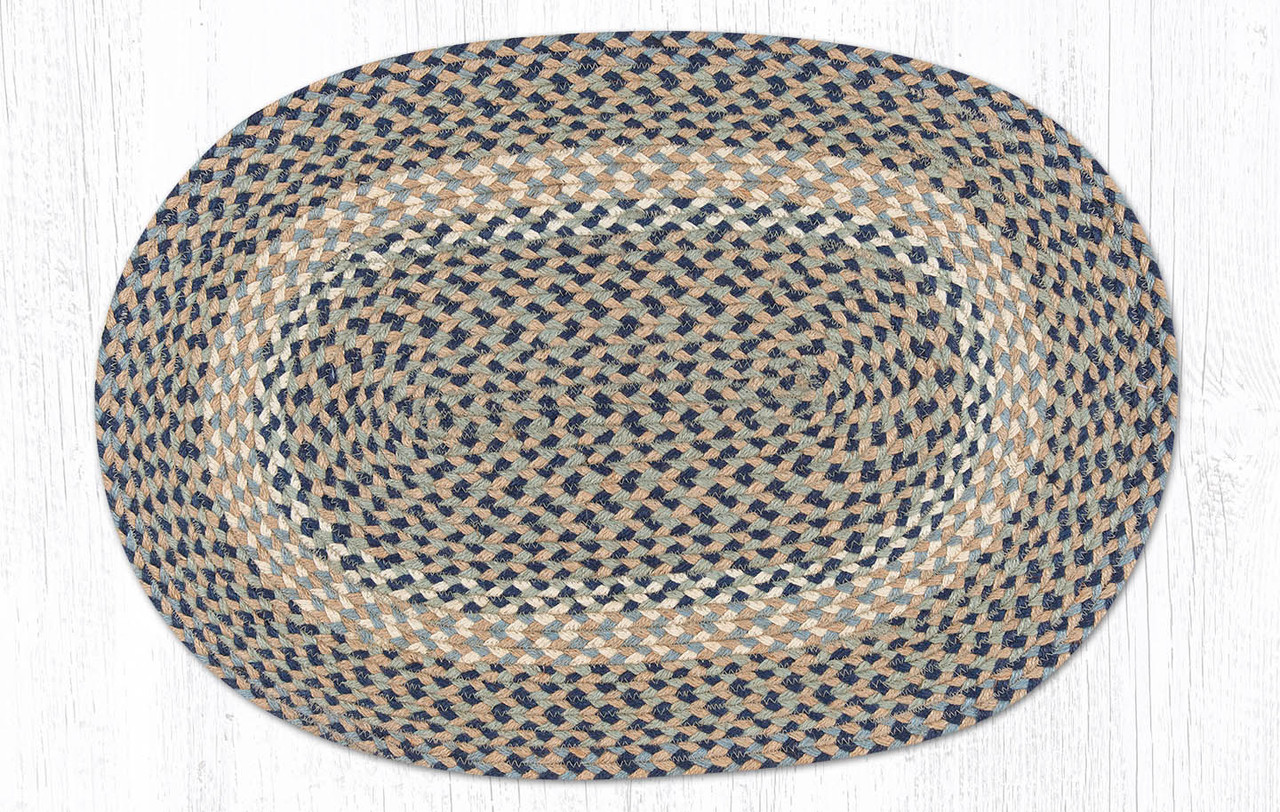 20"x30"-6'x9' Blue/Natural Oval Rug C-005
