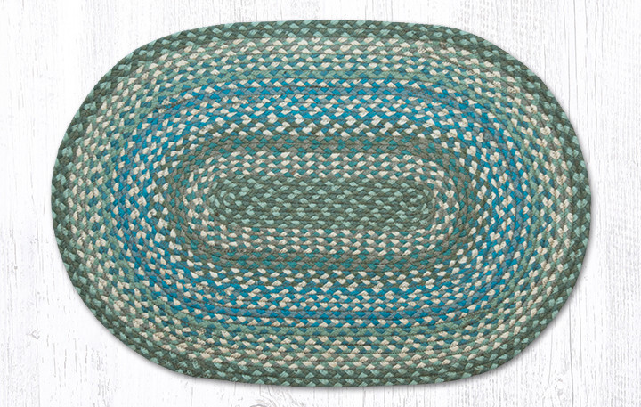 20"x30"-6'x9' Sage/Ivory/Settlers Blue Oval Rug C-419