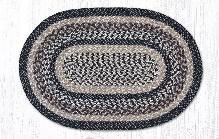 20"x30"-5'x8' Black/Tan Oval Rug C-9-093