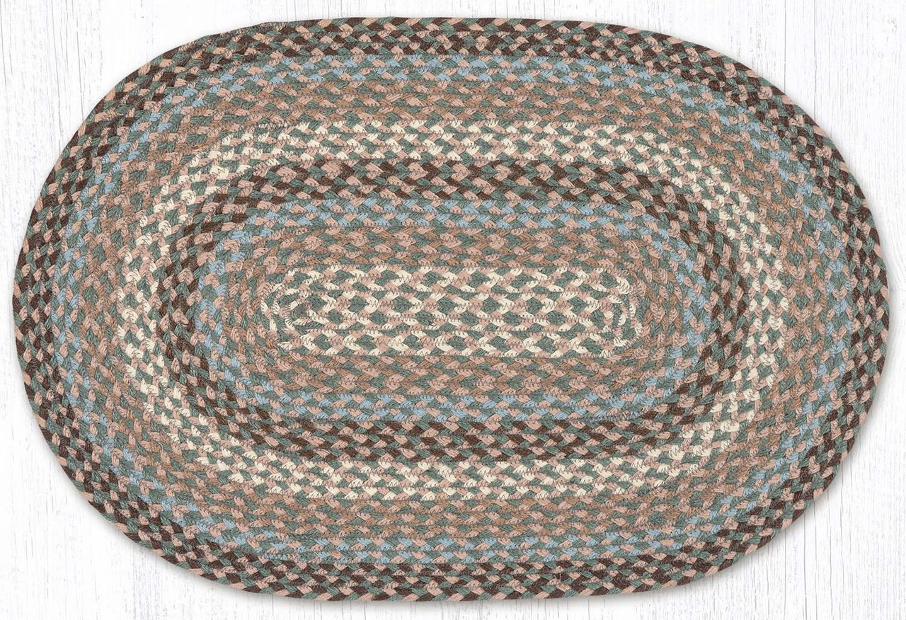 20"x30"-27"x45" Taupe/Ivory/Light Blue Oval Rug C-911