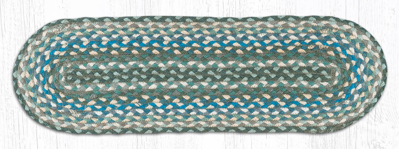 8.25"x27" Sage/Ivory/Settlers Blue Stair Tread C-419